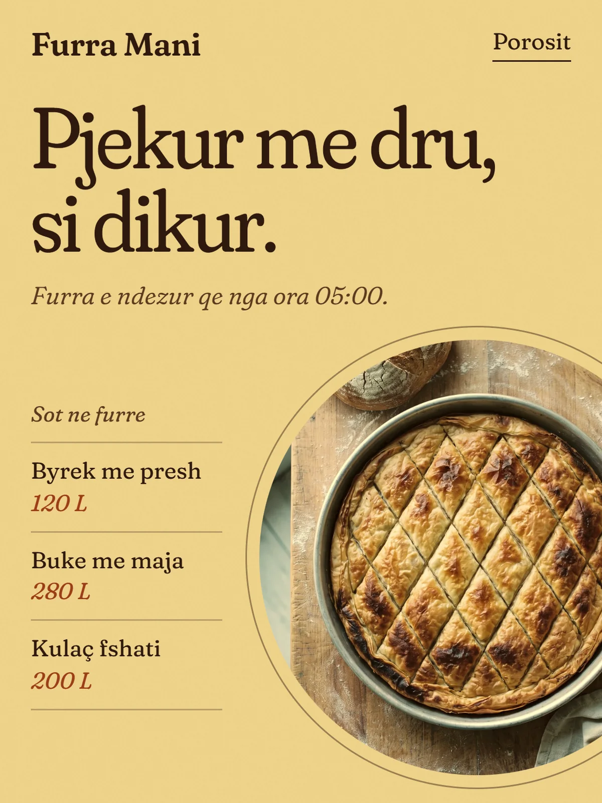 Faqja e Furra Mani, furre buke · korçe, ne celular